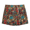 Retro Graffiti Pattern Print Mesh Shorts