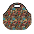 Retro Graffiti Pattern Print Neoprene Lunch Bag