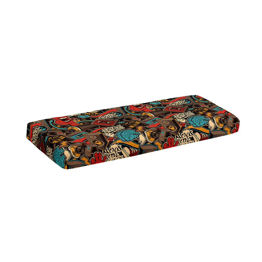 Retro Graffiti Pattern Print Piano Keyboard Cover