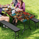 Retro Graffiti Pattern Print Picnic Table Cover