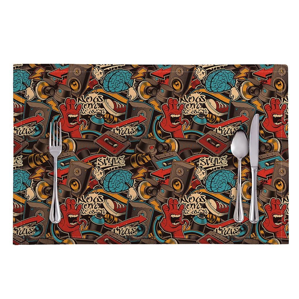 Retro Graffiti Pattern Print Placemat