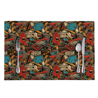 Retro Graffiti Pattern Print Placemat