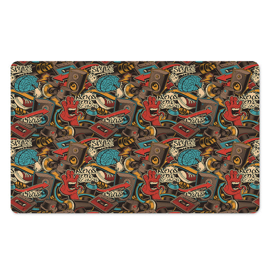 Retro Graffiti Pattern Print Polyester Doormat