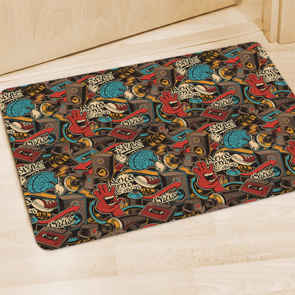 Retro Graffiti Pattern Print Polyester Doormat