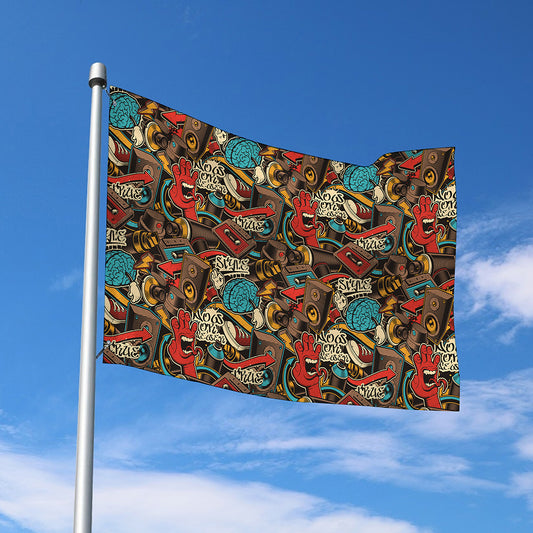Retro Graffiti Pattern Print Polyester Flag