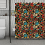 Retro Graffiti Pattern Print Polyester Shower Curtain
