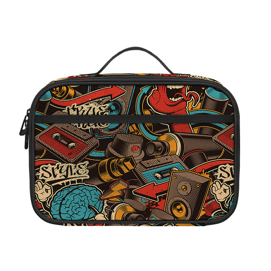 Retro Graffiti Pattern Print Portable Lunch Bag