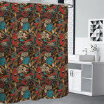 Retro Graffiti Pattern Print Premium Shower Curtain