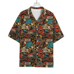 Retro Graffiti Pattern Print Rayon Hawaiian Shirt