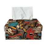 Retro Graffiti Pattern Print Rectangle Tissue Box Cover
