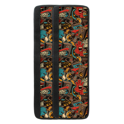 Retro Graffiti Pattern Print Refrigerator Handle Covers