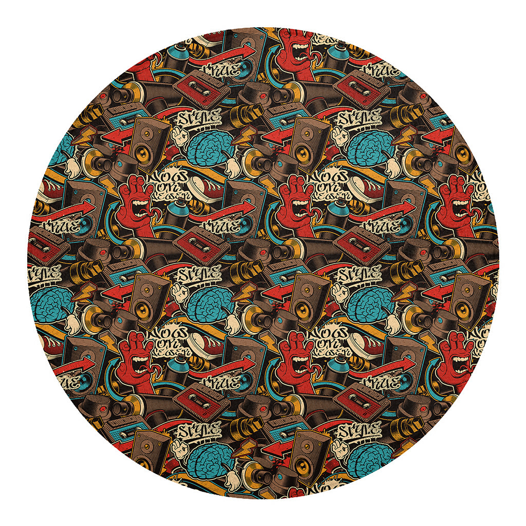 Retro Graffiti Pattern Print Round Blanket
