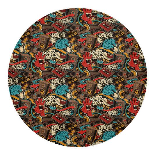 Retro Graffiti Pattern Print Round Blanket