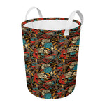 Retro Graffiti Pattern Print Round Laundry Basket