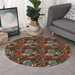 Retro Graffiti Pattern Print Round Rug
