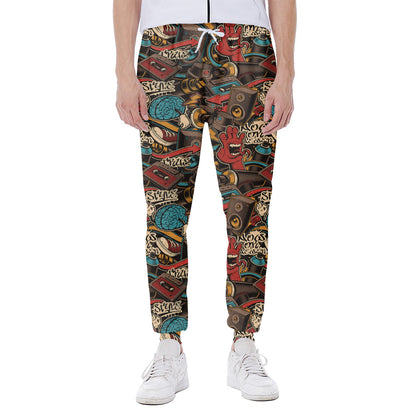 Retro Graffiti Pattern Print Scuba Joggers