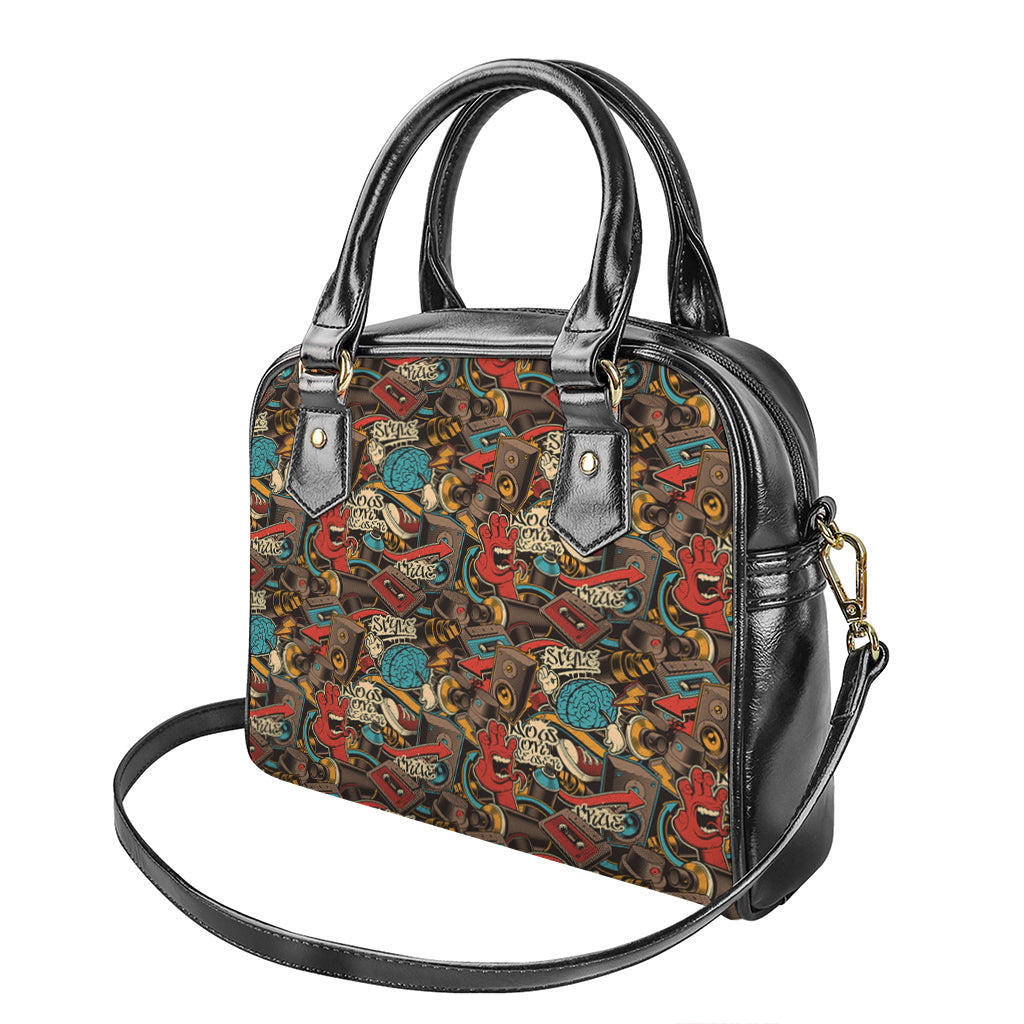 Retro Graffiti Pattern Print Shoulder Handbag