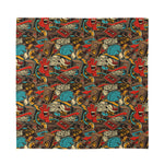 Retro Graffiti Pattern Print Silk Bandana