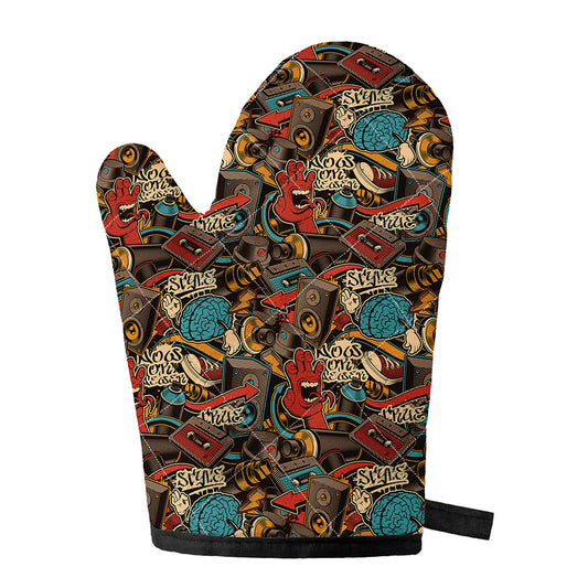 Retro Graffiti Pattern Print Single Oven Mitt