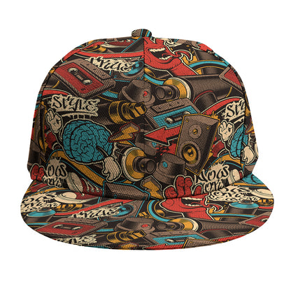 Retro Graffiti Pattern Print Snapback Cap