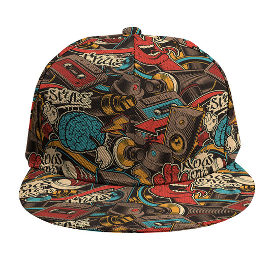 Retro Graffiti Pattern Print Snapback Cap