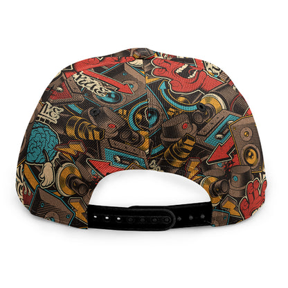 Retro Graffiti Pattern Print Snapback Cap