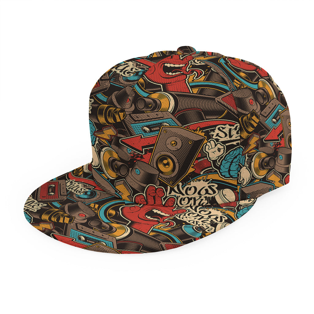 Retro Graffiti Pattern Print Snapback Cap