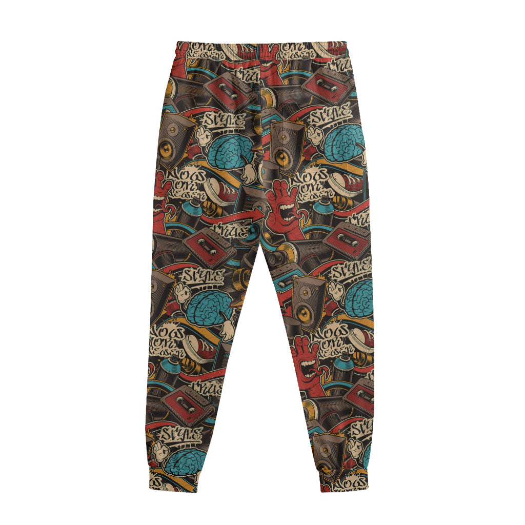Retro Graffiti Pattern Print Sweatpants