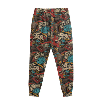 Retro Graffiti Pattern Print Sweatpants