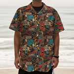 Retro Graffiti Pattern Print Textured Short Sleeve Shirt