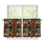Retro Graffiti Pattern Print Tier Curtains