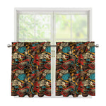 Retro Graffiti Pattern Print Tier Curtains