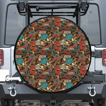 Retro Graffiti Pattern Print Tire Cover