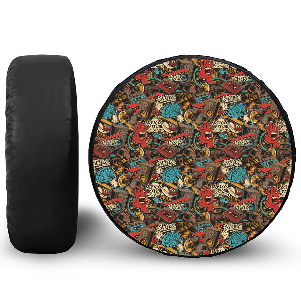 Retro Graffiti Pattern Print Tire Cover