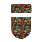 Retro Graffiti Pattern Print Toilet Lid And Tank Cover Set