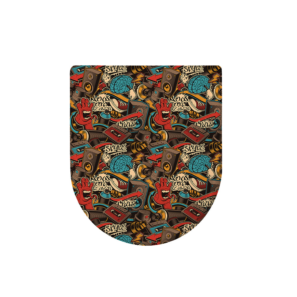 Retro Graffiti Pattern Print Toilet Lid Cover