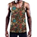 Retro Graffiti Pattern Print Men's Workout Tank Top