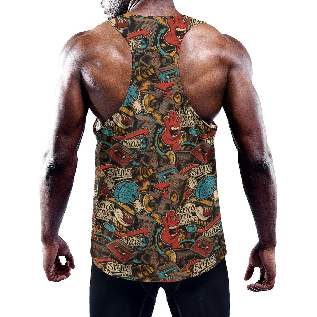 Retro Graffiti Pattern Print Training Tank Top