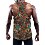 Retro Graffiti Pattern Print Training Tank Top