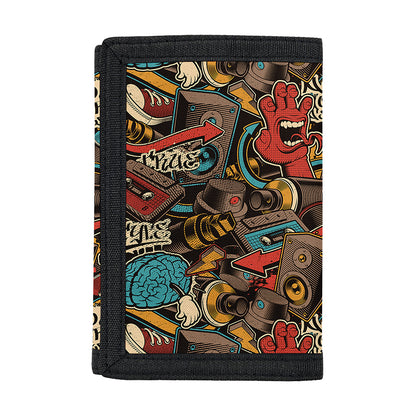 Retro Graffiti Pattern Print Trifold Wallet
