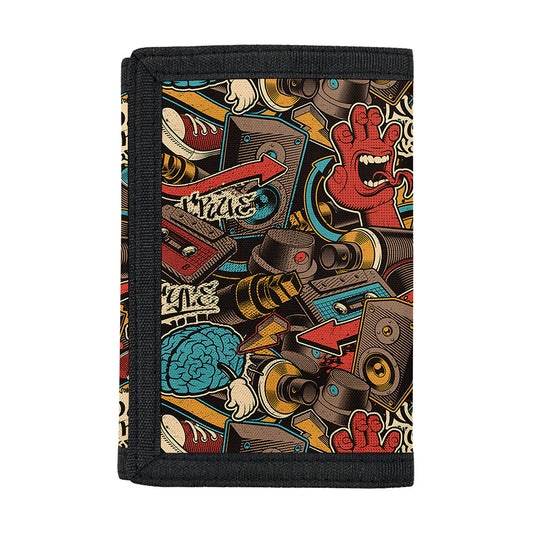 Retro Graffiti Pattern Print Trifold Wallet