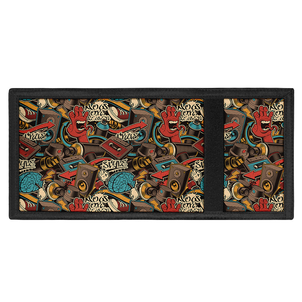 Retro Graffiti Pattern Print Trifold Wallet