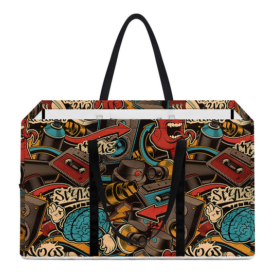 Retro Graffiti Pattern Print Utility Tote Bag