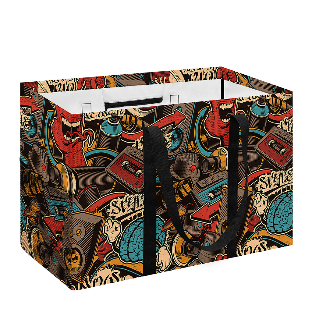 Retro Graffiti Pattern Print Utility Tote Bag