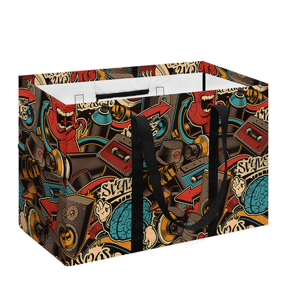 Retro Graffiti Pattern Print Utility Tote Bag