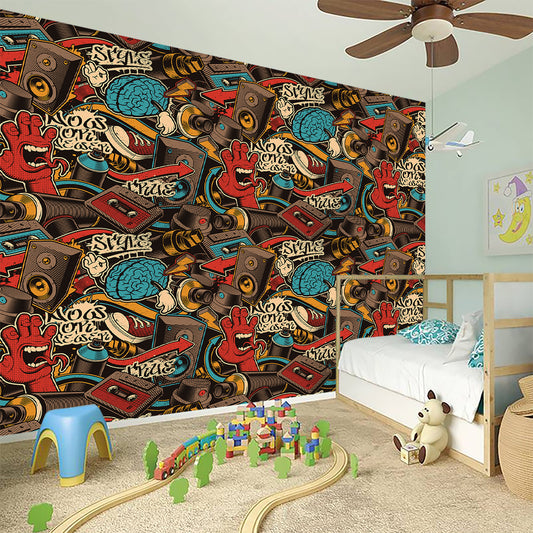 Retro Graffiti Pattern Print Wall Sticker