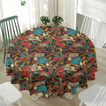 Retro Graffiti Pattern Print Waterproof Round Tablecloth