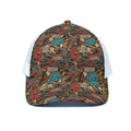 Retro Graffiti Pattern Print White Mesh Trucker Hat