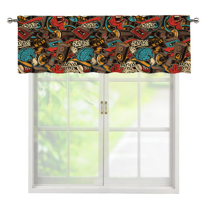 Retro Graffiti Pattern Print Window Valance