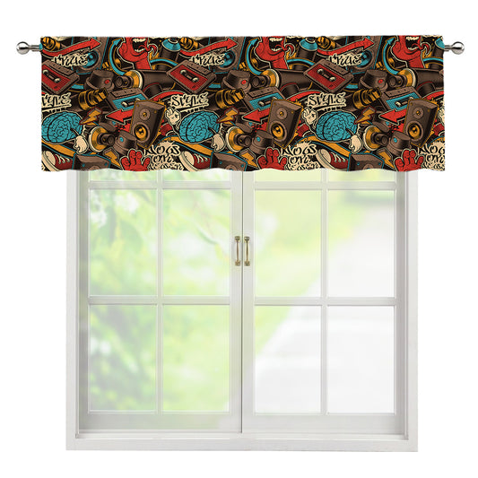 Retro Graffiti Pattern Print Window Valance